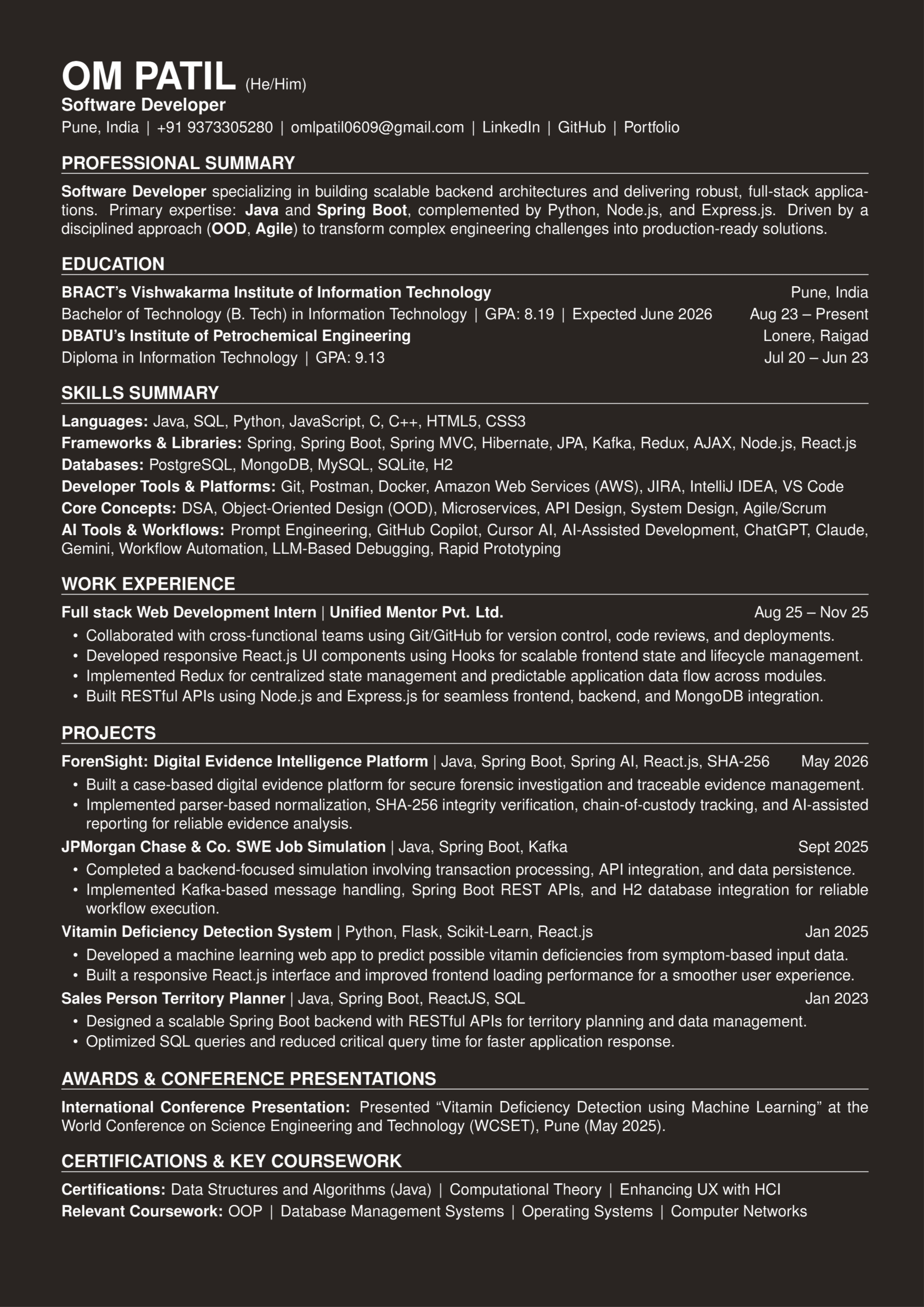 Om Patil Resume Preview